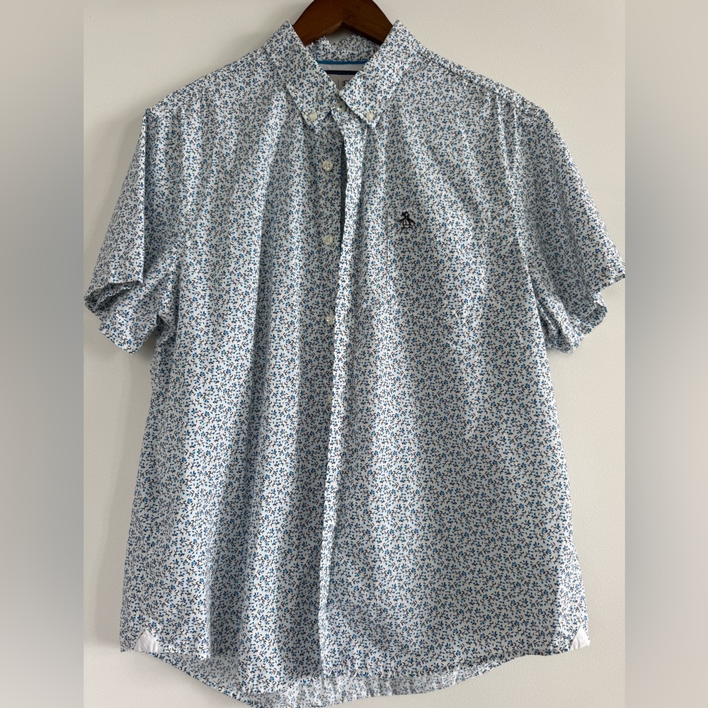 Original Penguin Blue and White Patterned Casual Shirt